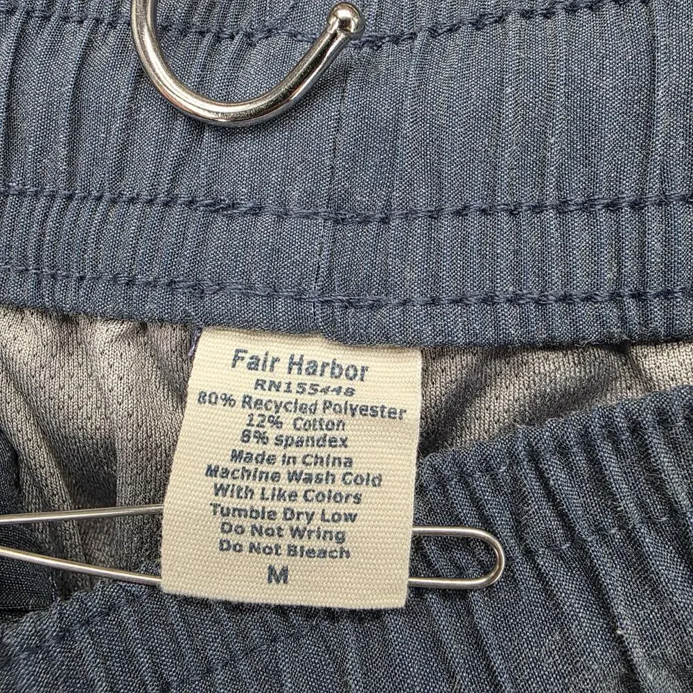 Fair Harbor Shorts Mens Medium Blue Colorblock Swim Trunks Stretch Drawstring